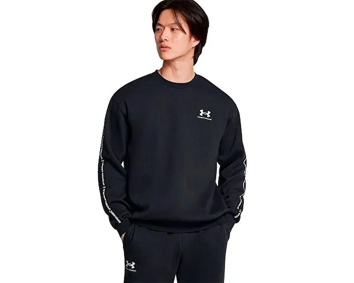 Under Armour Ua Icon Fleece Crew Taping Erkek Günlük Sweatshirts 1389357-001 Siyah