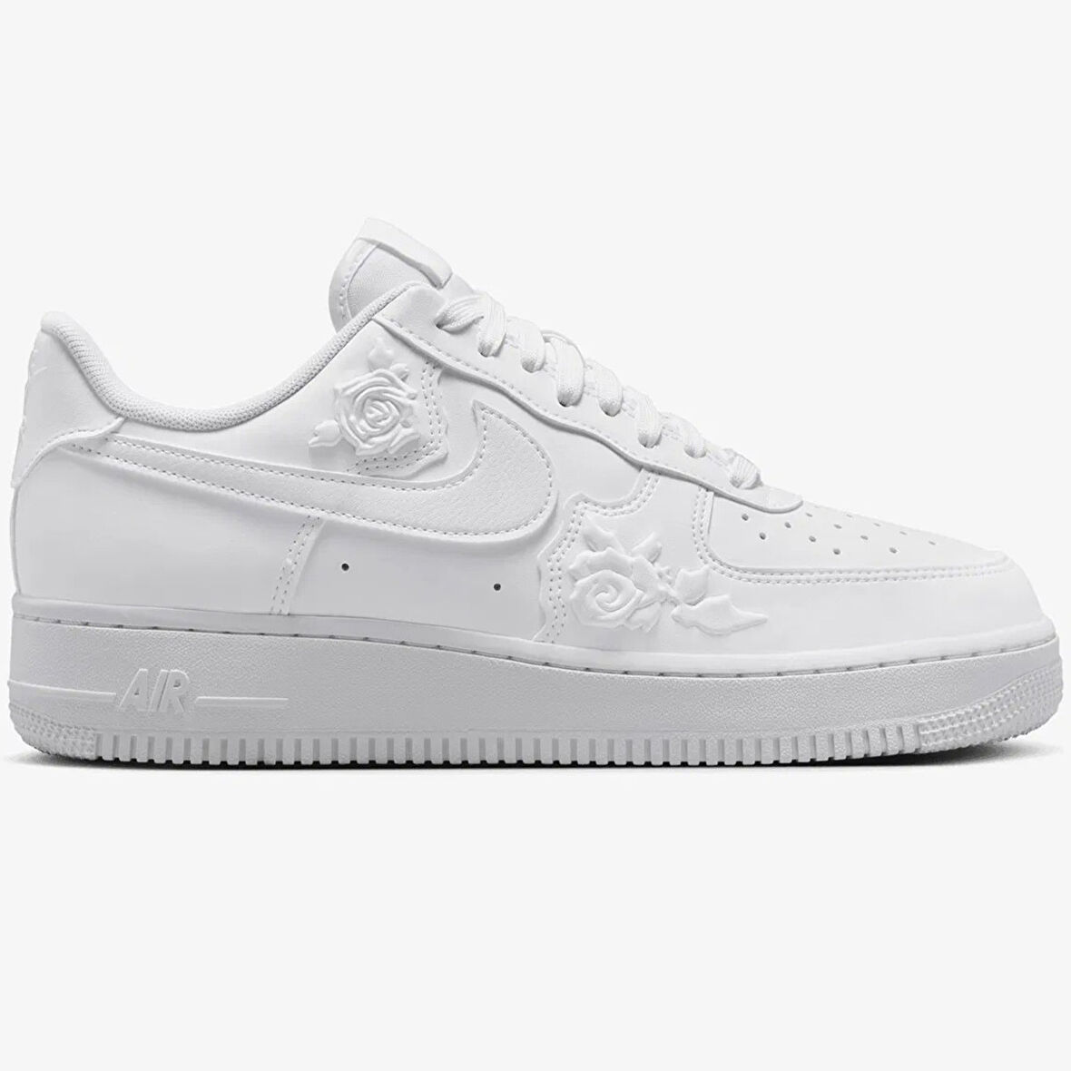 Nike Air Force 1 AF1 07 Rose Pattern Unisex Leather Sneaker Gül Desenli Hakiki Deri Günlük Spor Ayakkabı Beyaz 