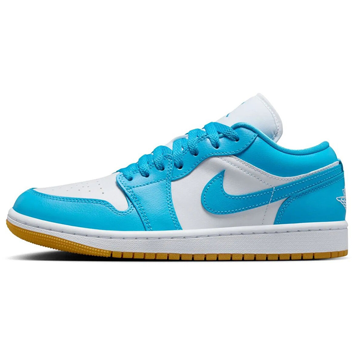 Nike Air Jordan 1 Low Womens Leather Sneaker Hakiki Deri Kadın Günlük Spor Ayakkabı Beyaz-Mavi