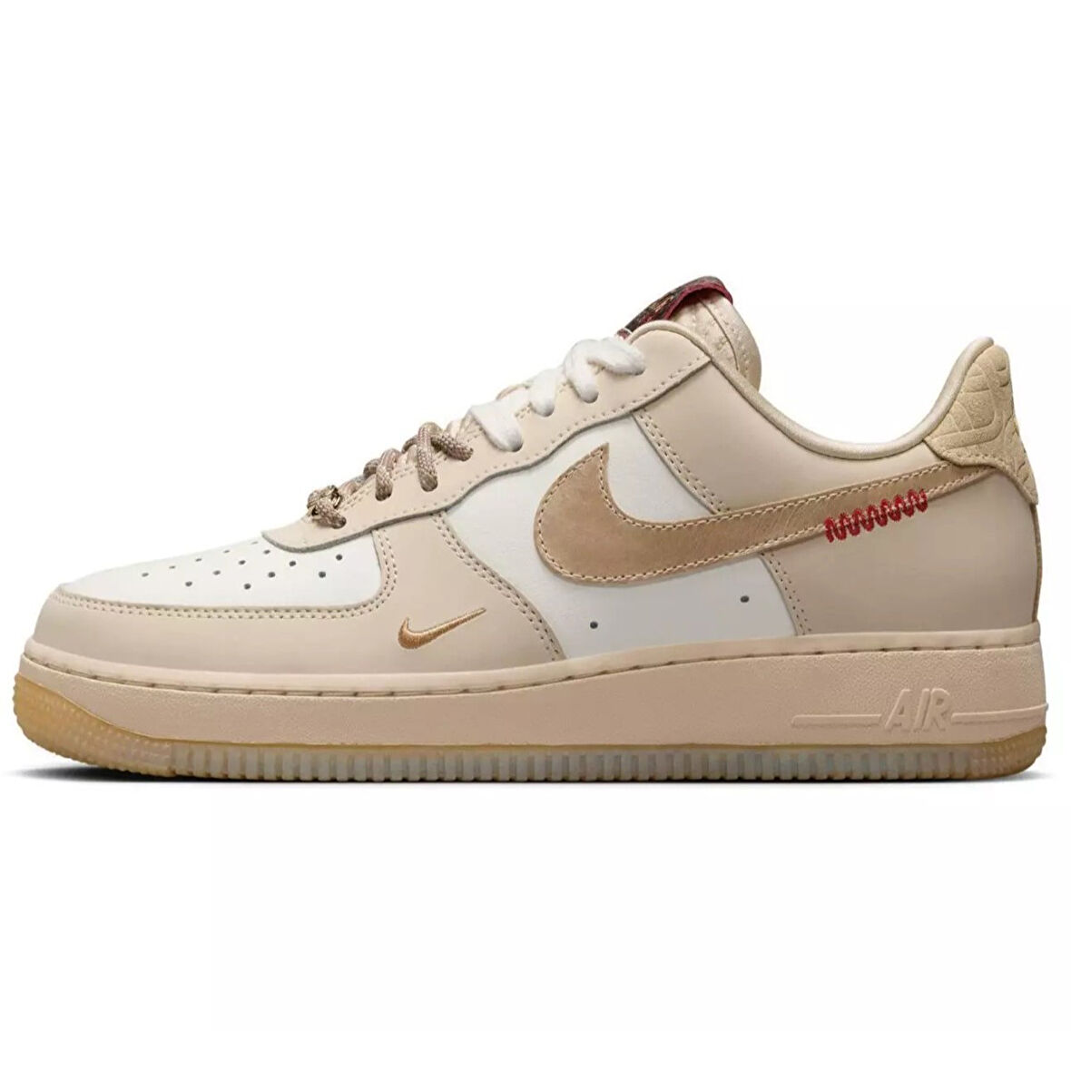 Nike Air Force 1'07 LX 'Design Details Imitating a Coiled Snake'  Leather Unisex Sneaker Hakiki Deri Günlük Spor Ayakkabı Krem