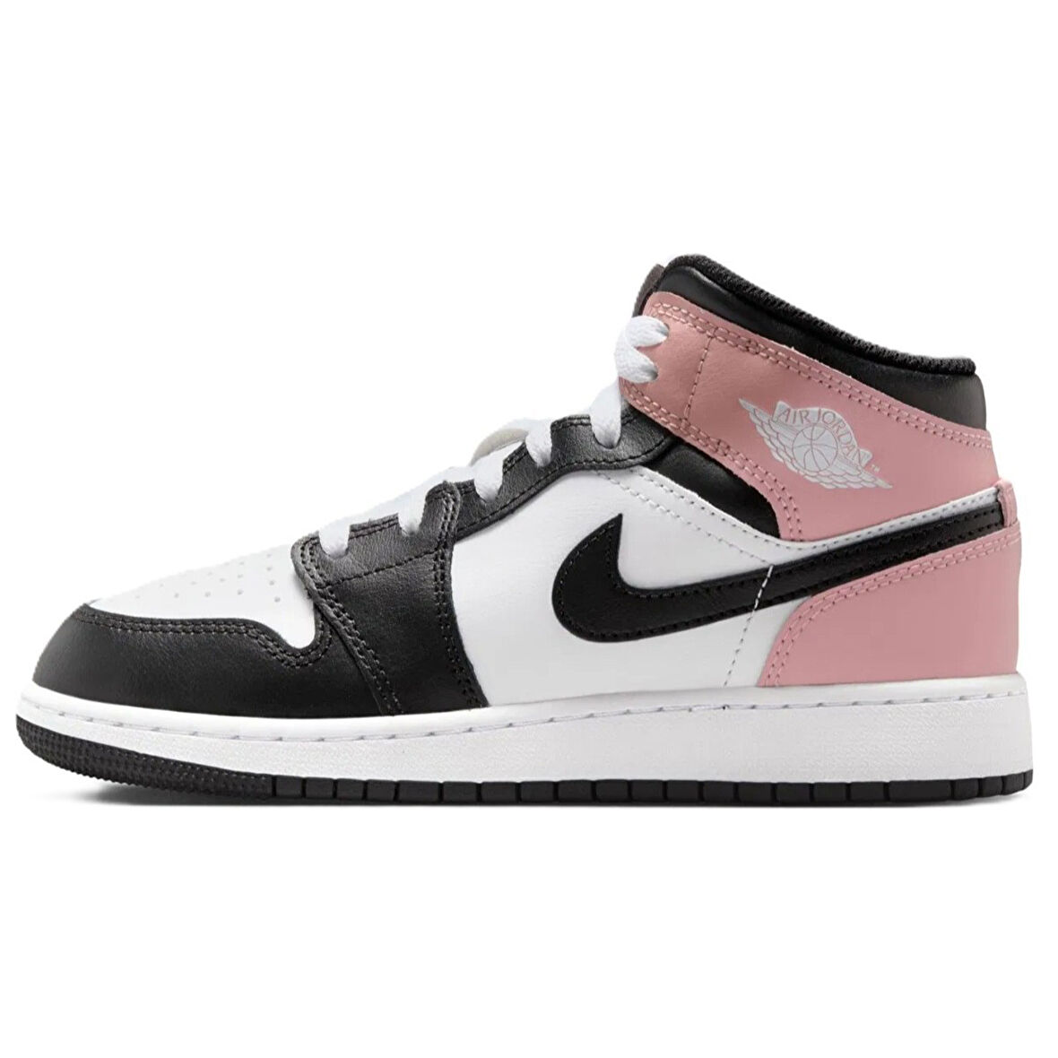 Nike Air Jordan 1 MID Leather Unisex Sneaker Hakiki Deri Bilekli Günlük Spor Ayakkabı Siyah-Beyaz