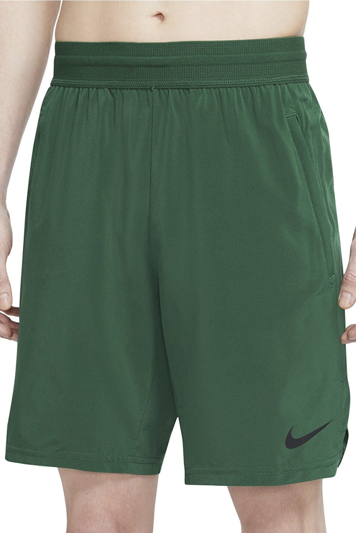 Nike Pro Dri Fit Flex Vent Max 8 inch Shorts Fermuarlı Erkek Antrenman Şortu Haki Yeşil