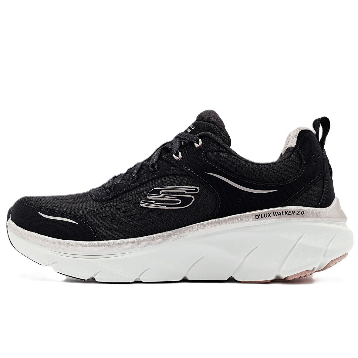 Skechers D'Lux Walker 2.0 Gradient Glam Memory Foam Leather Womens Sneaker Hafızalı Taban Hakiki Deri Kadın Günlük Spor Ayakkabı Siyah