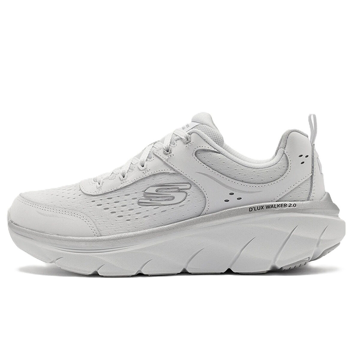 Skechers D'lux Walker 2.0-Gradient Glam Memory Foam Leather Womens Walking Shoes Hakiki Deri Hafızalı Taban Kadın Yürüyüş Ayakkabısı Beyaz