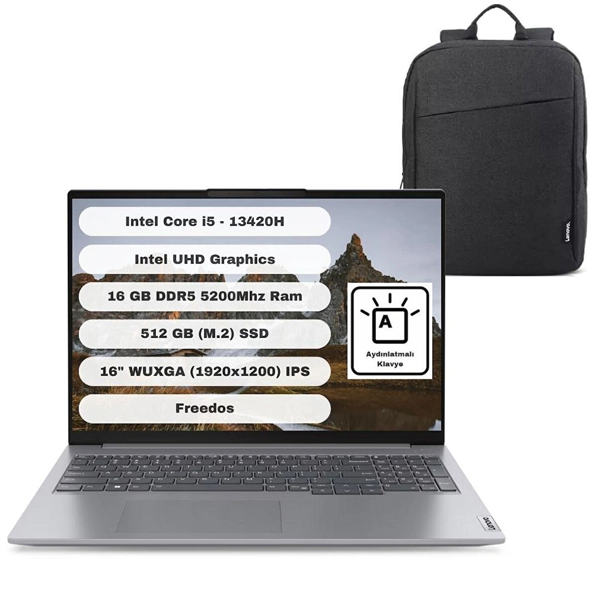 Lenovo Thinkbook 16 G6 Irl GTICNT Intel Core I5 13420H 16GB 512GB SSD Freedos 16" Wuxga 21KH00SXTR + Çanta Hediyeli