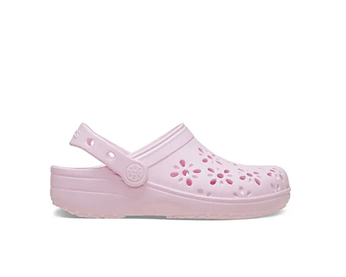 Crocs Classic Floral Cut Out Clog K Çocuk Terliği 210943-6ZW Pembe