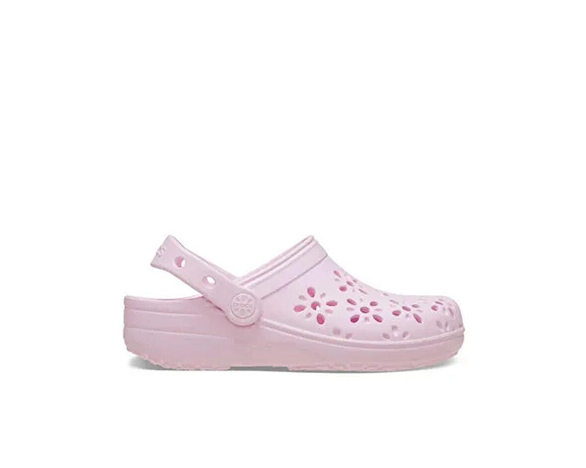 Crocs Classic Floral Cut Out Clog T Çocuk Terliği 210944-6ZW Pembe