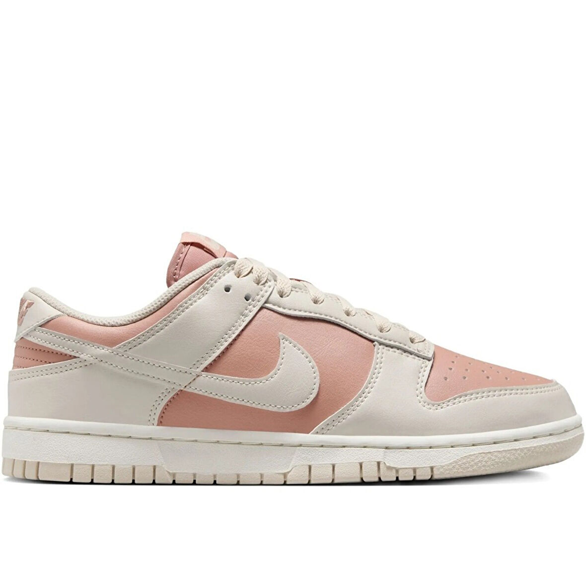 Nike Dunk Low Leather Unisex Sneaker Hakiki Deri Krem Pembe Spor Ayakkabı