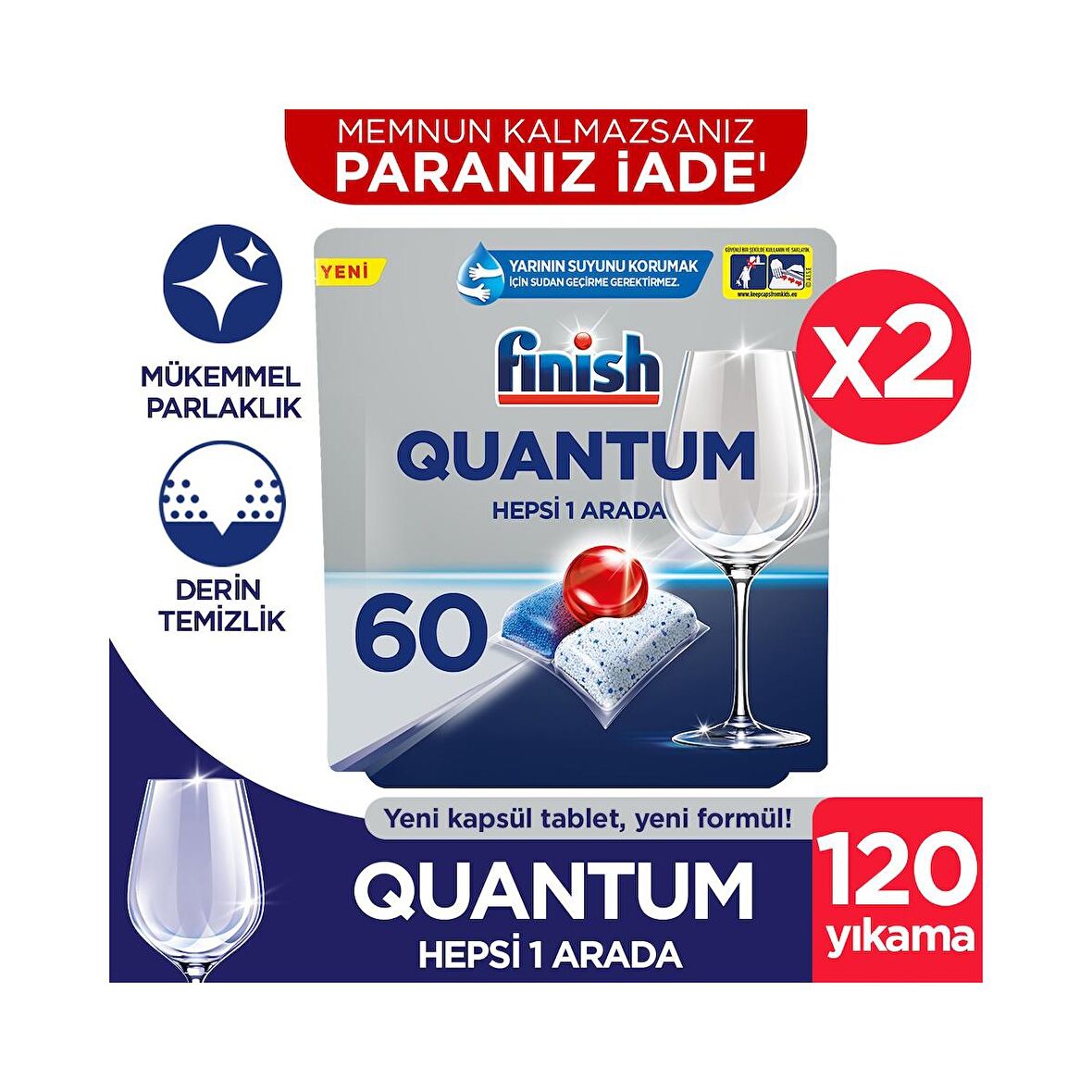 Finish Quantum 120 Yıkama Tablet Bulaşık Makinesi Deterjanı 2x60 Adet 