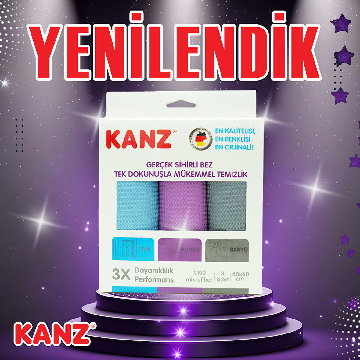 Kanz Alman Mikrofiber Temizlik Bezi 3'lü Paket (ByTUGCE)