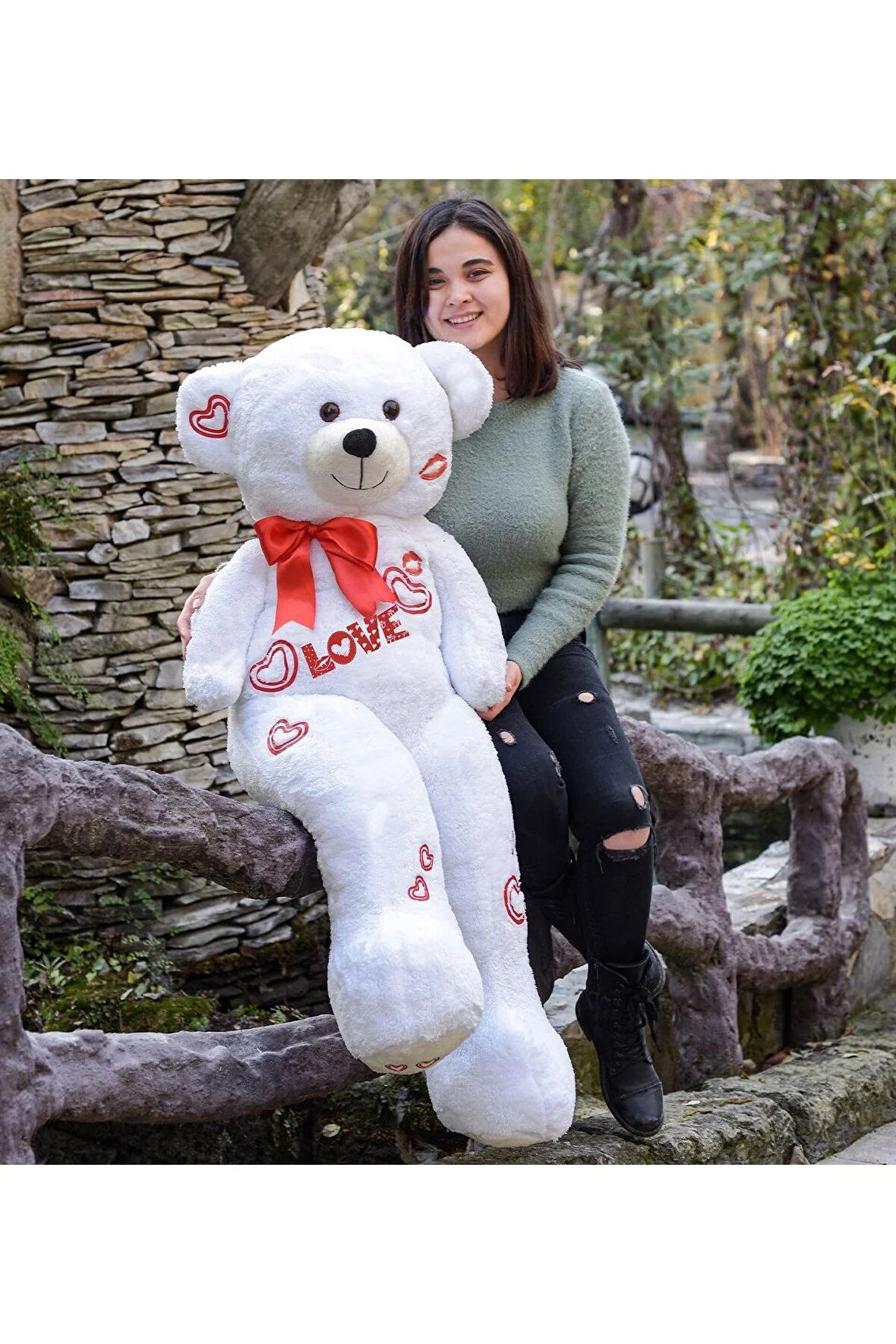 Sevgililer Günü 140 Cm Baskılı Sevimli Peluş Ayıcık