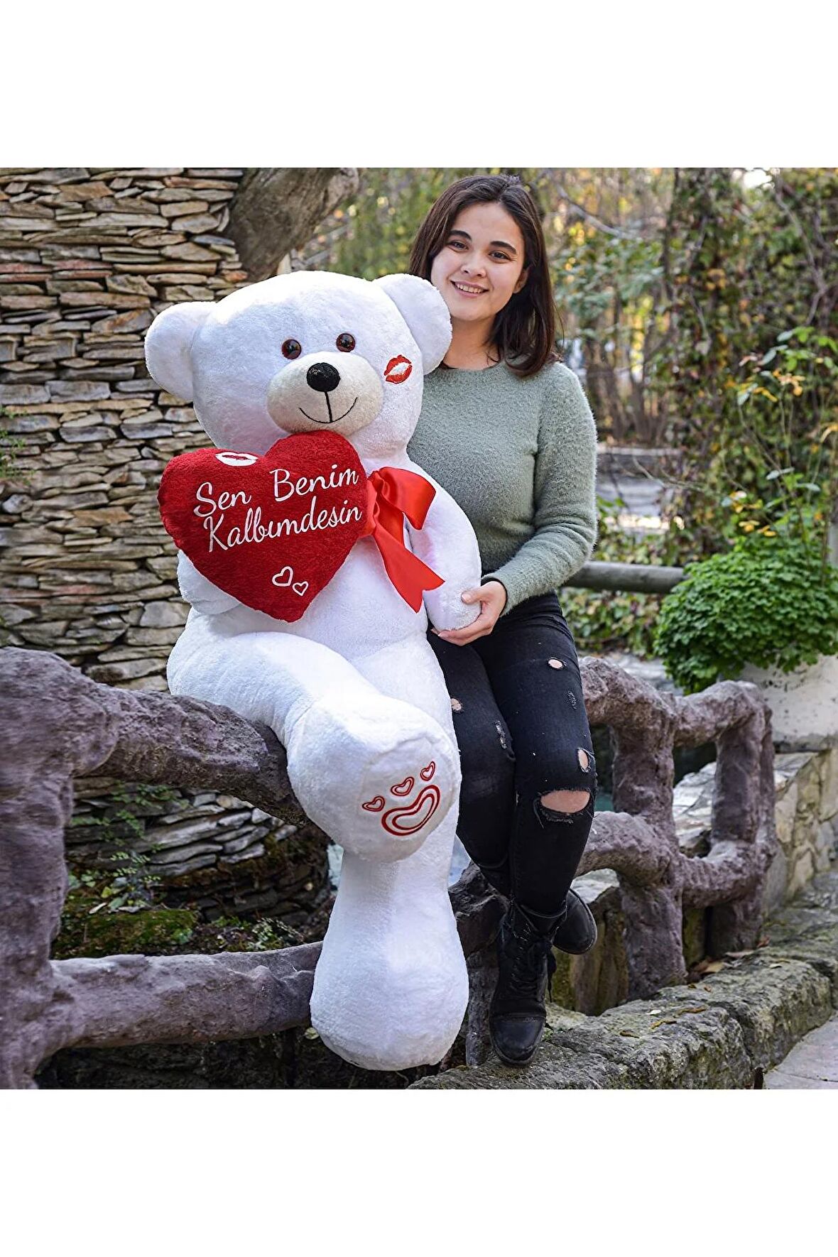 Sevgililer Günü 140 Cm Kalpli Sevimli Peluş Ayıcık