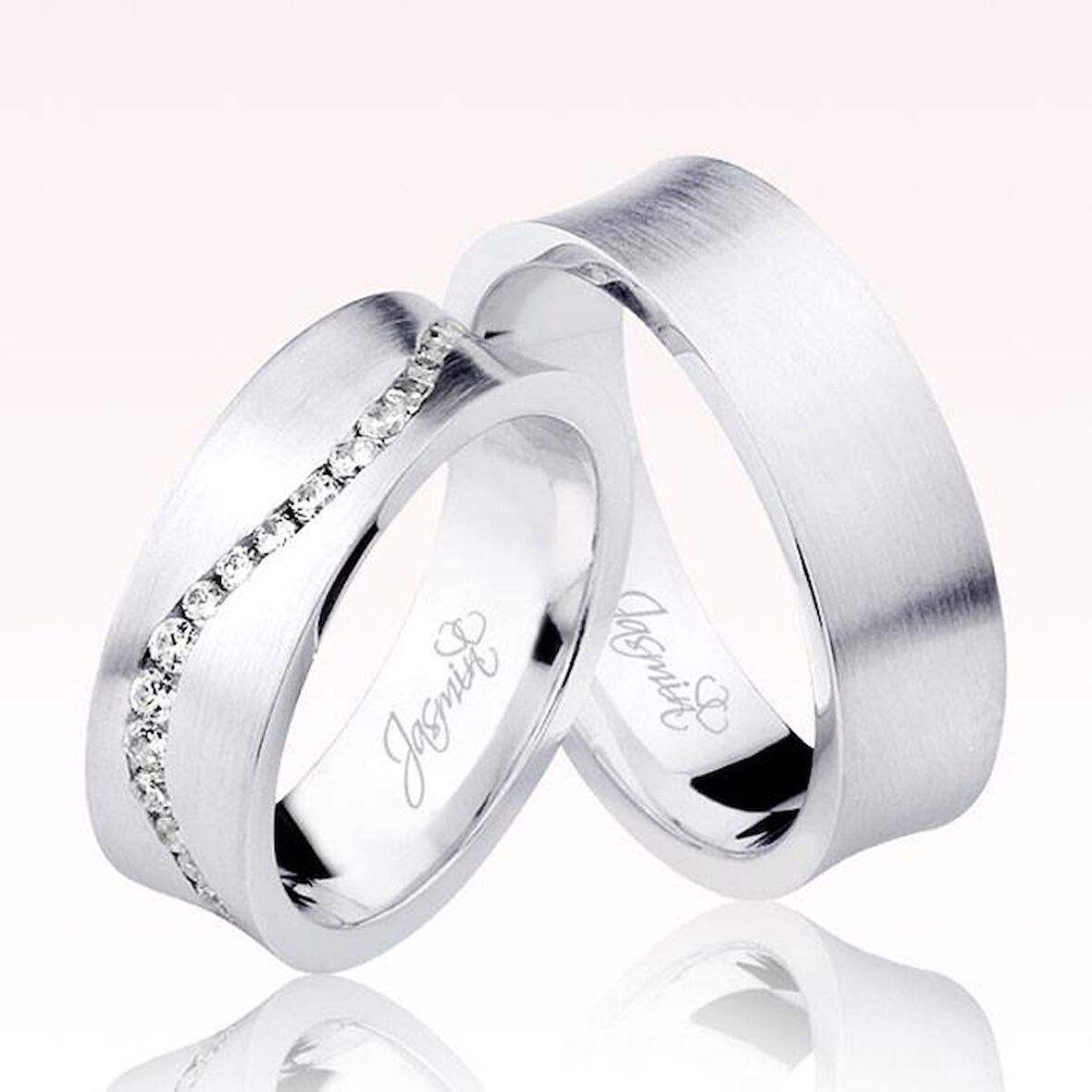 Taşlı Beyaz Altın Alyans 0203-2