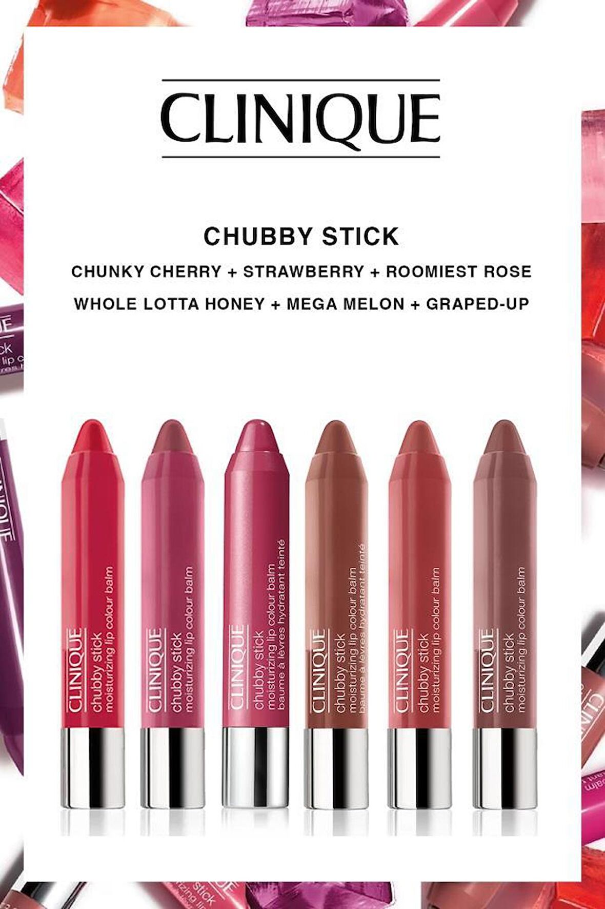 Clinique Chubby Stick Nemlendirici Renklendirici Parlatıcı Dudak Bakım Makyaj Seti