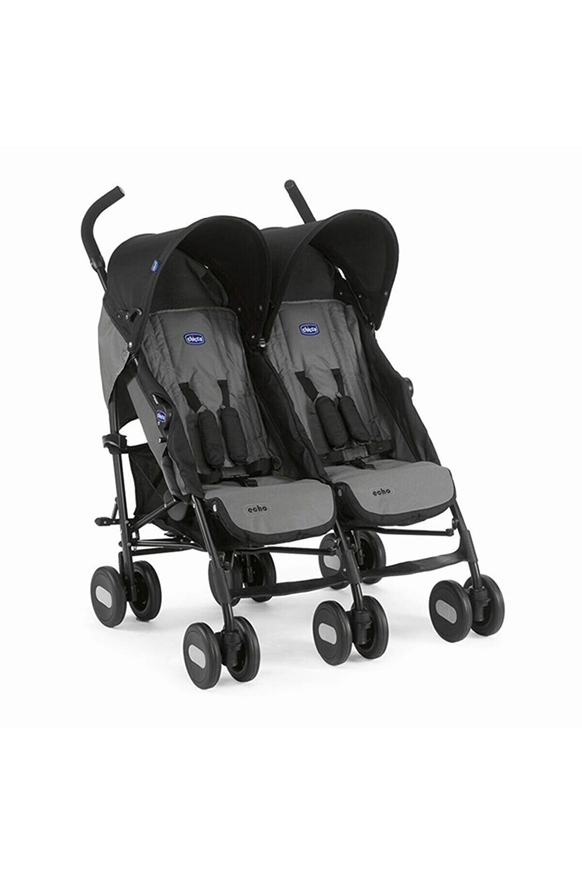 Chicco Echo Ikiz Baston Bebek Arabası Gri