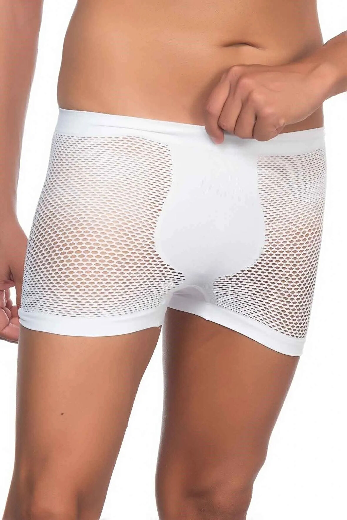 Erkek Beyaz Dikişsiz Fantezi Boxer
