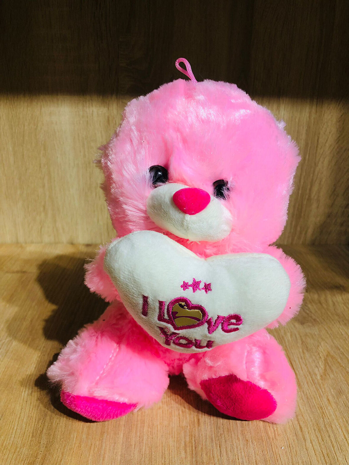 Peluş Ayı Seni Seviyorum Yazılı I Love You Pembe