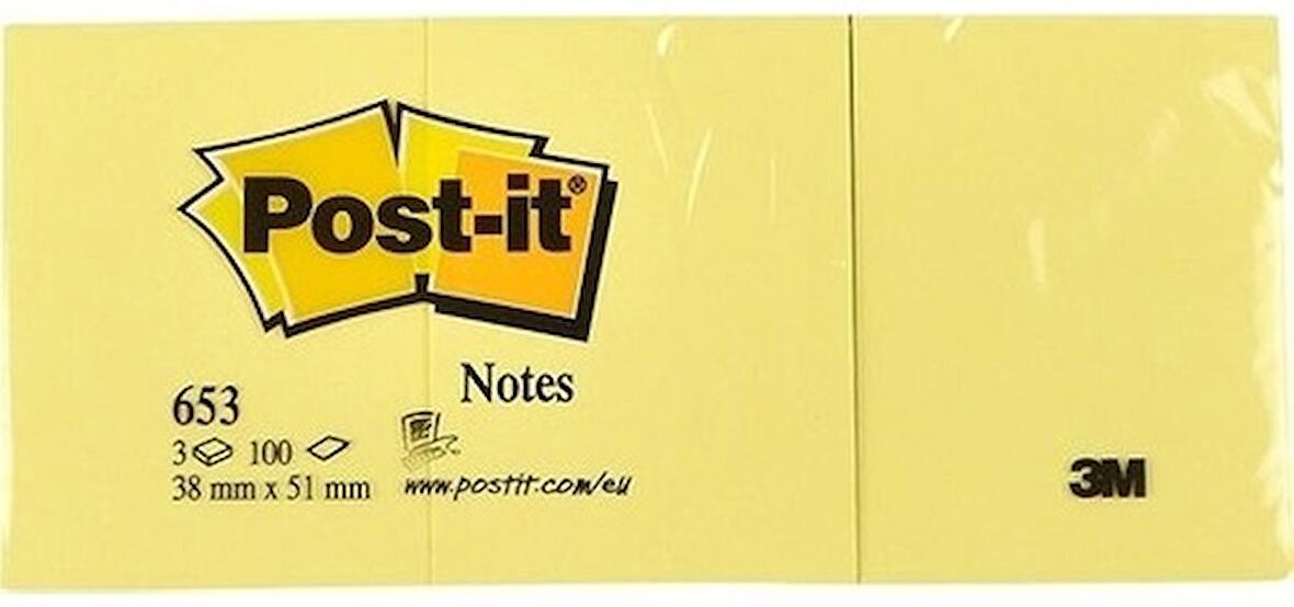 POST-IT YAPIŞKANLI NOT KAĞIDI SARI 38X51MM 65312