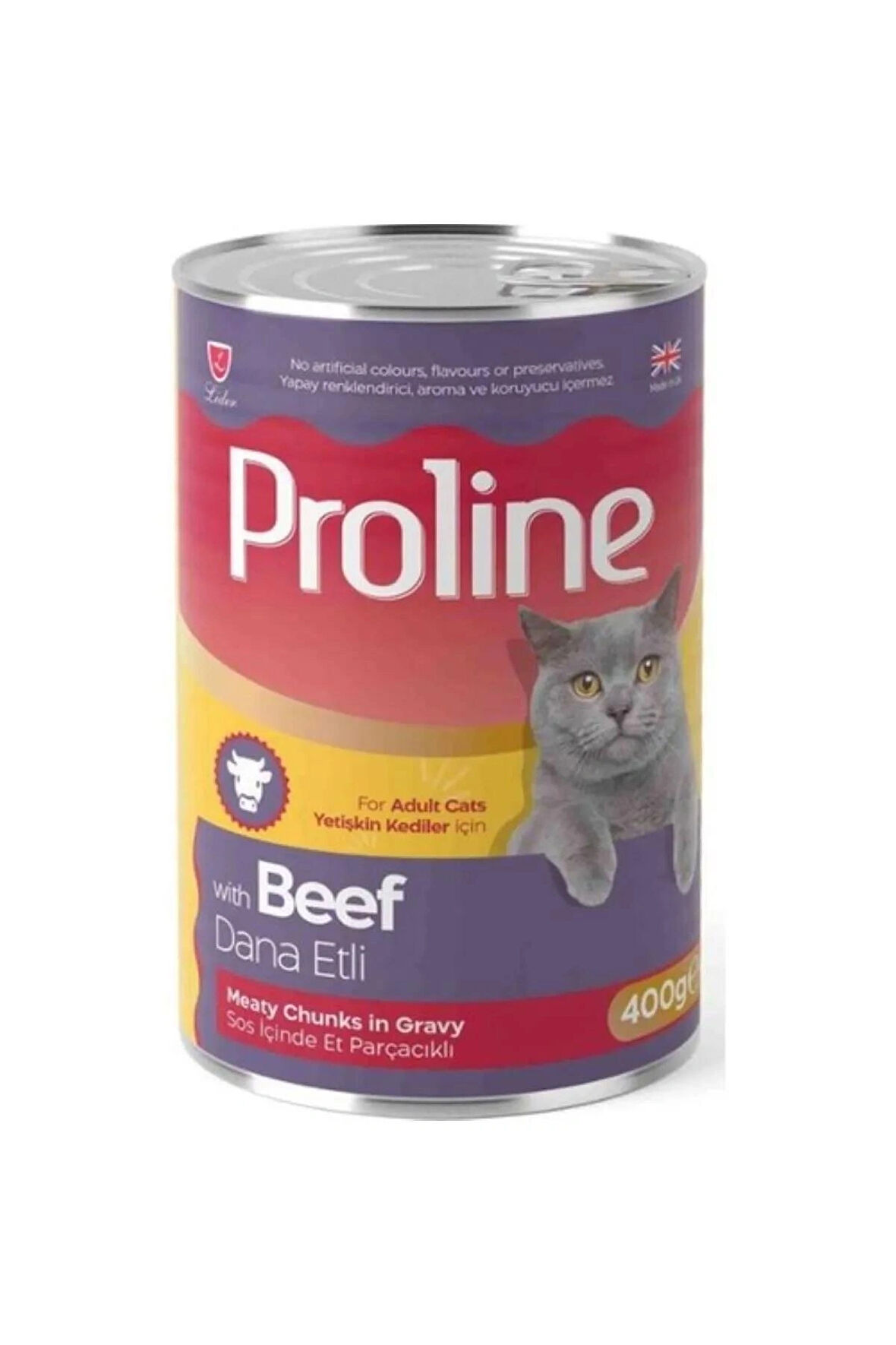 Proline Dana Etli Gravy Yetişkin Kedi Konserve Maması 400 gr x 6 adet