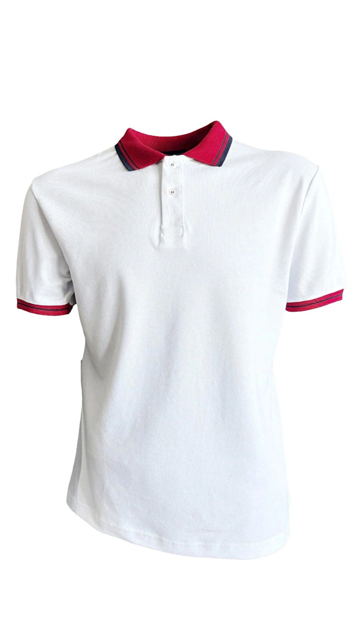 Polo Yaka Tshirt - Beyaz/Kırmızı