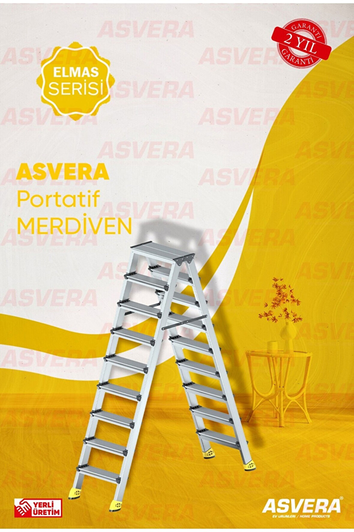 Yakut Serisi – 9+9 Alüminyum Çift Çıkışlı Merdiven Bahçe, Ev, Depo ve Atölye için Güvenli Çözüm