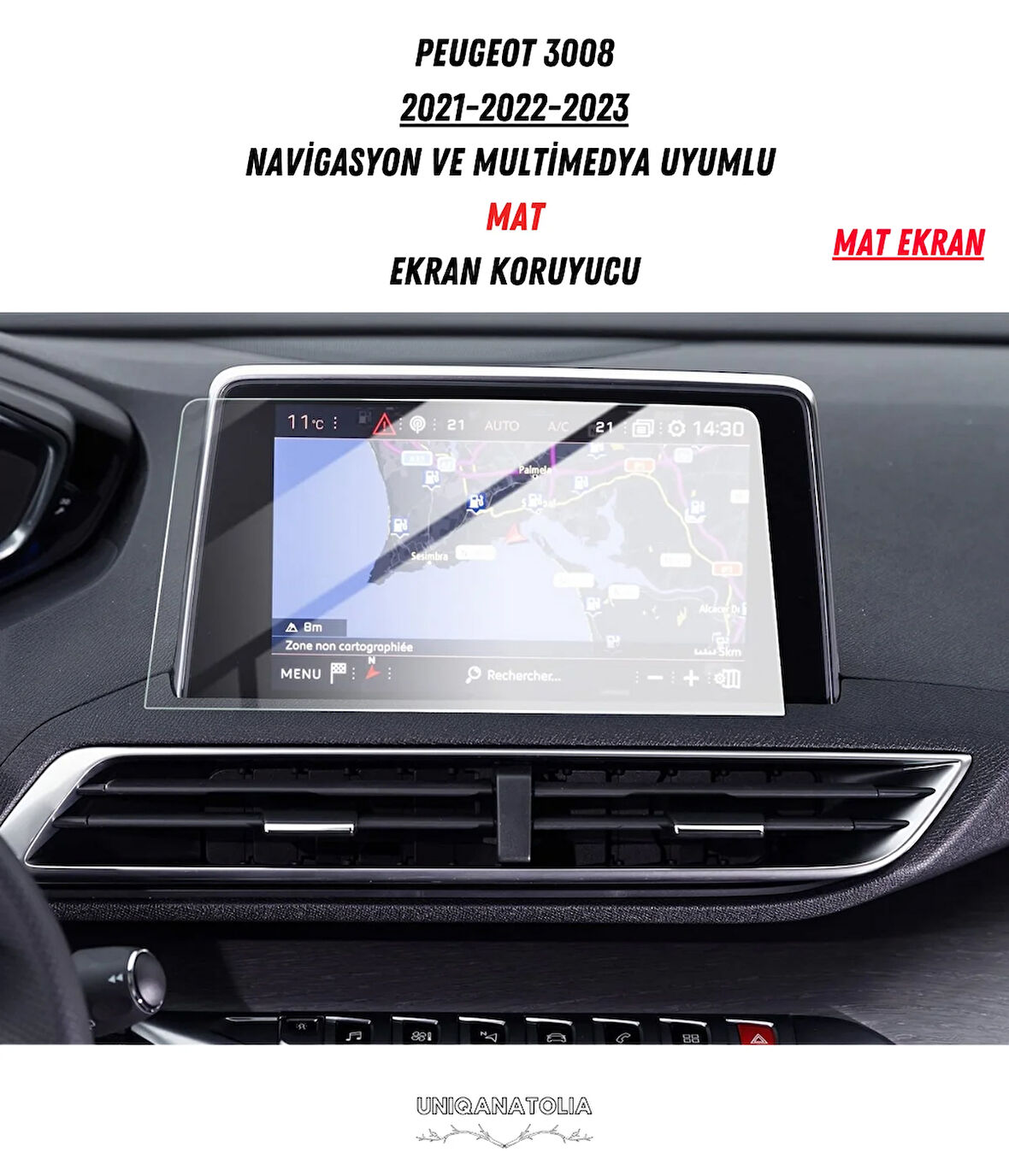 Peugeot 3008 2021-2023 Navigasyon ve Multimedya Uyumlu Mat Ekran Koruyucu
