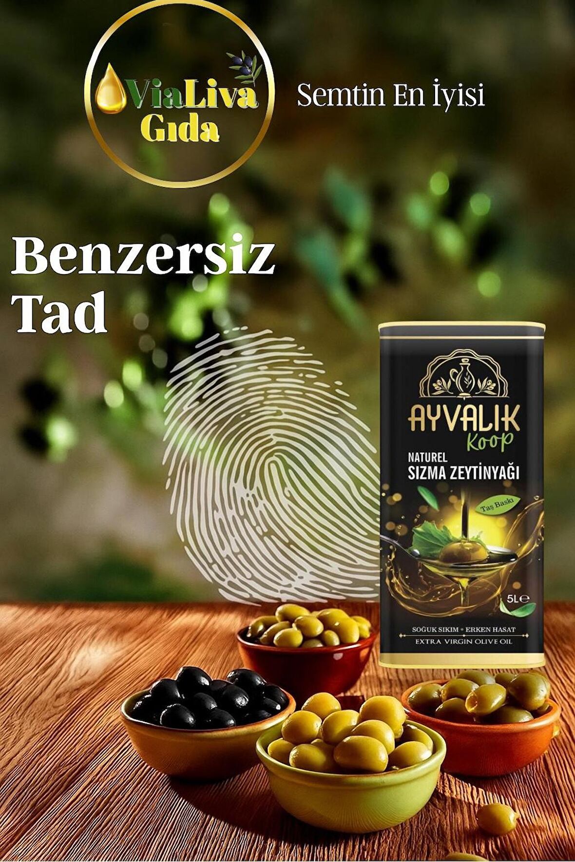 Ayvalık Doğal Zeytinyağı 5 LT| Soğuk Sıkım | Üreticiden Tüketiciye