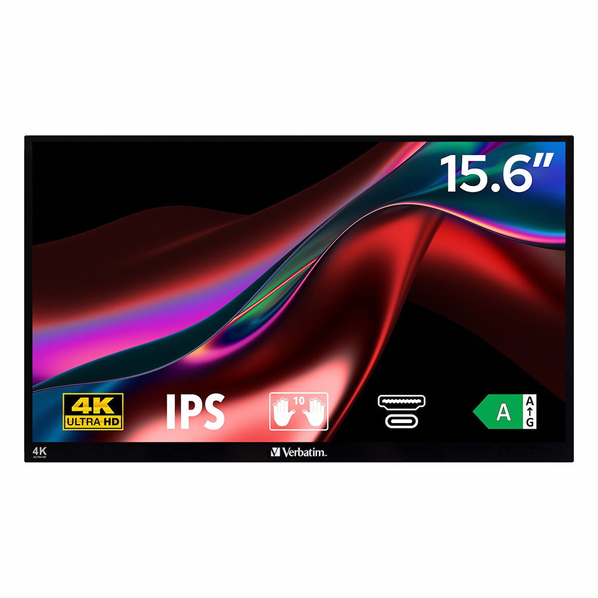 Verbatim PMT-15-4K 15.6" 60Hz 6Ms HDMI+USB-C HDR UHD FreeSync IPS Taşınabilir Dokunmatik Monitör