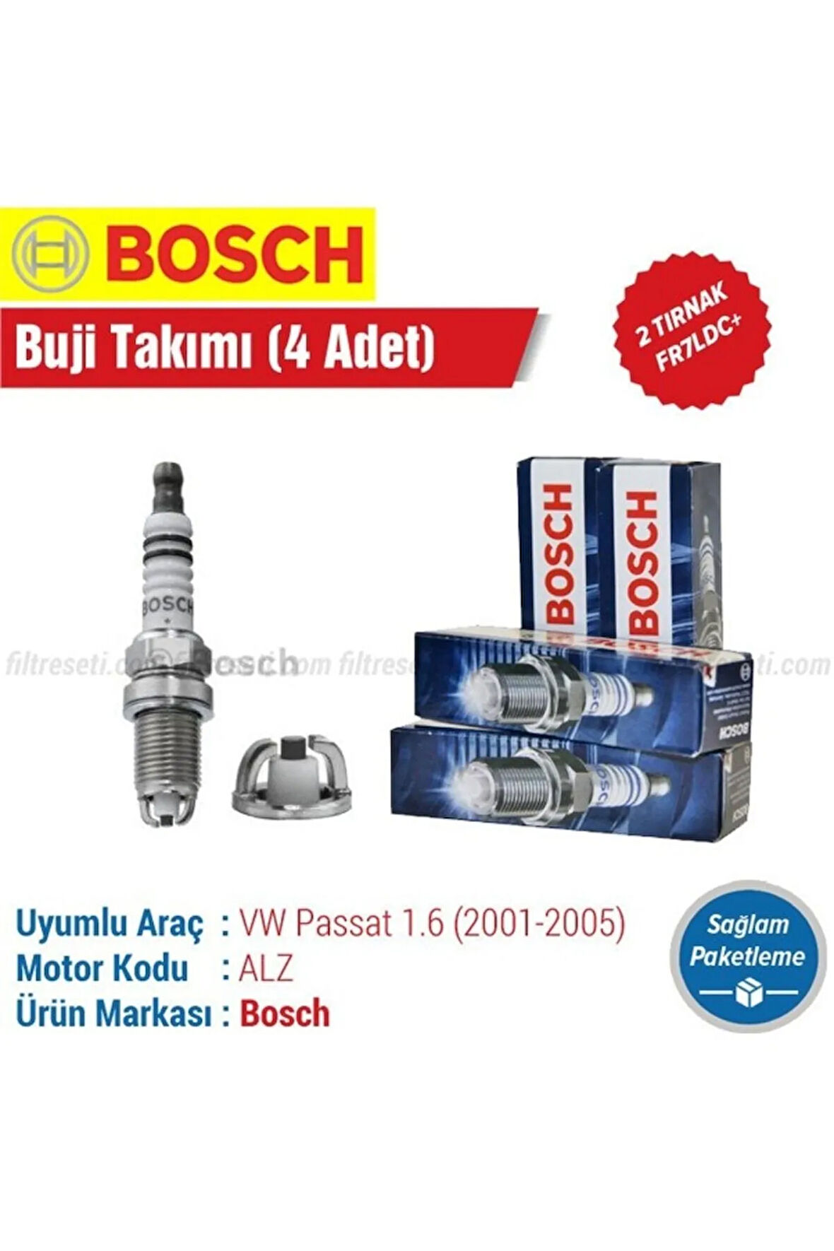 Volkswagen  Passat 1.6 Bosch ÇİFT TIRNAK  Buji Takımı 2001 2002 2003 2004 2005