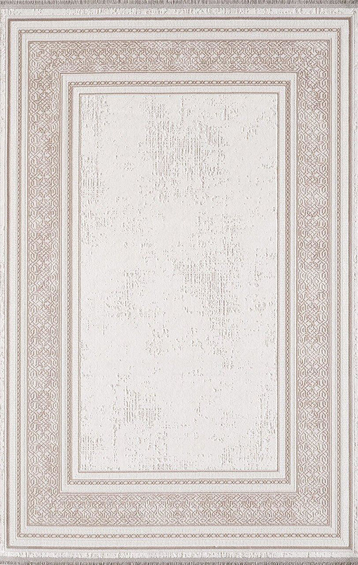 Artemis Halı 02495B Kiremit Bej Çizgili Çerçeveli Halı