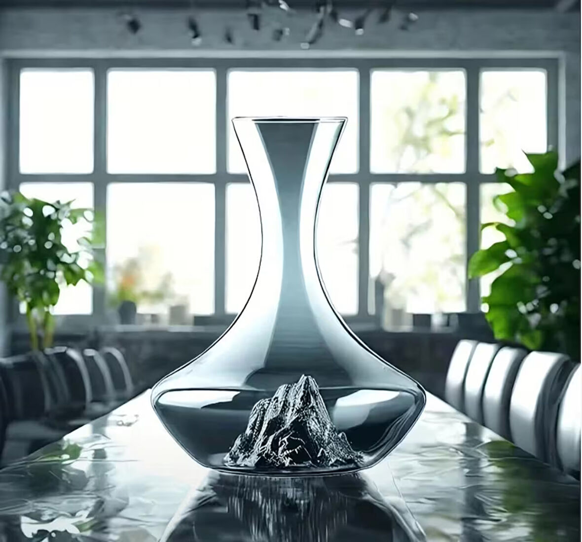 Şarap Şampanya Sürahisi 1300ml Minimalist Tasarımlı Lüks Cam Sürahi Ev Bar Dekarosyonu