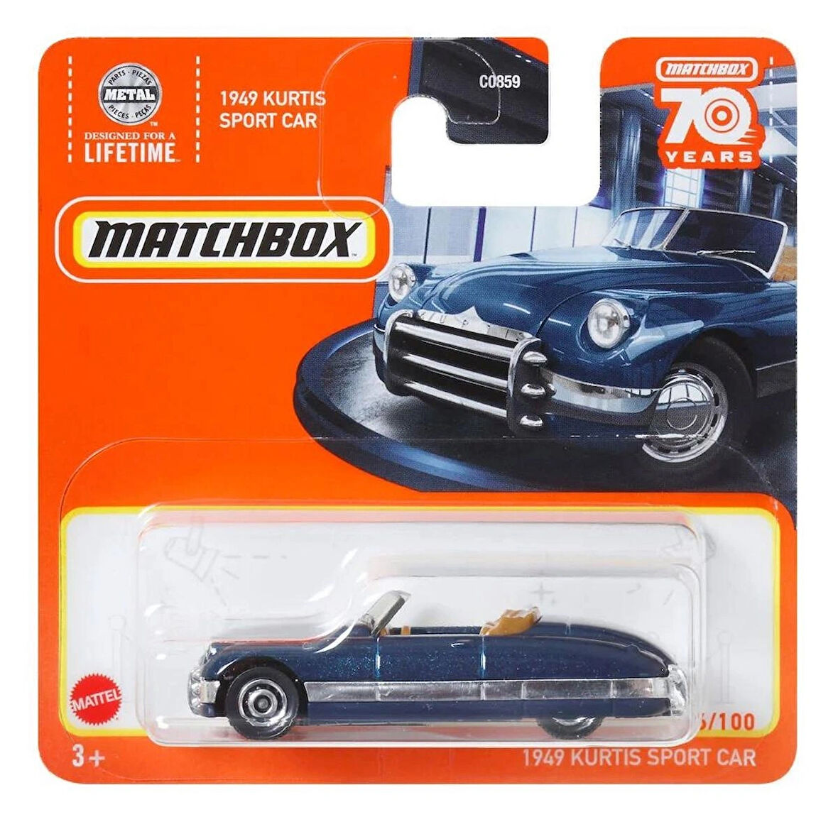 MATCHBOX 1949 KURTIS SPORT CAR ÖZEL RENK METAL TEKLİ ARAÇLAR 1:64 ölçek