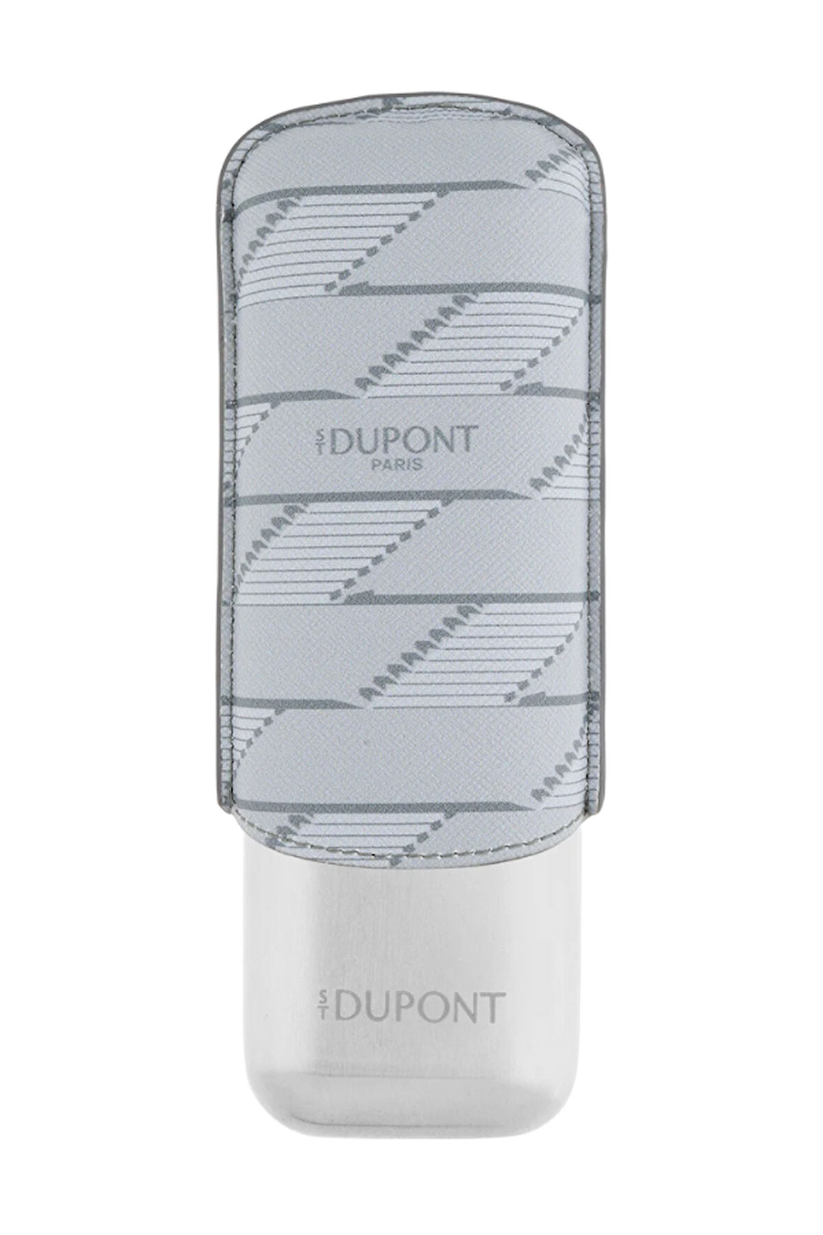 S.T. Dupont Coated Canvas Monogram Parlak Gri İkili Deri Puro Kılıfı 183480