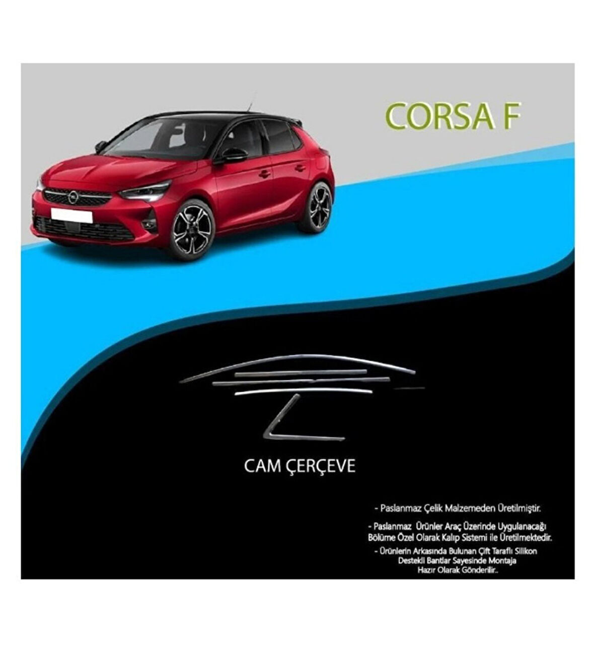 Corsa F Krom Cam Çıtası Tam Tur 10 Parça 2019+