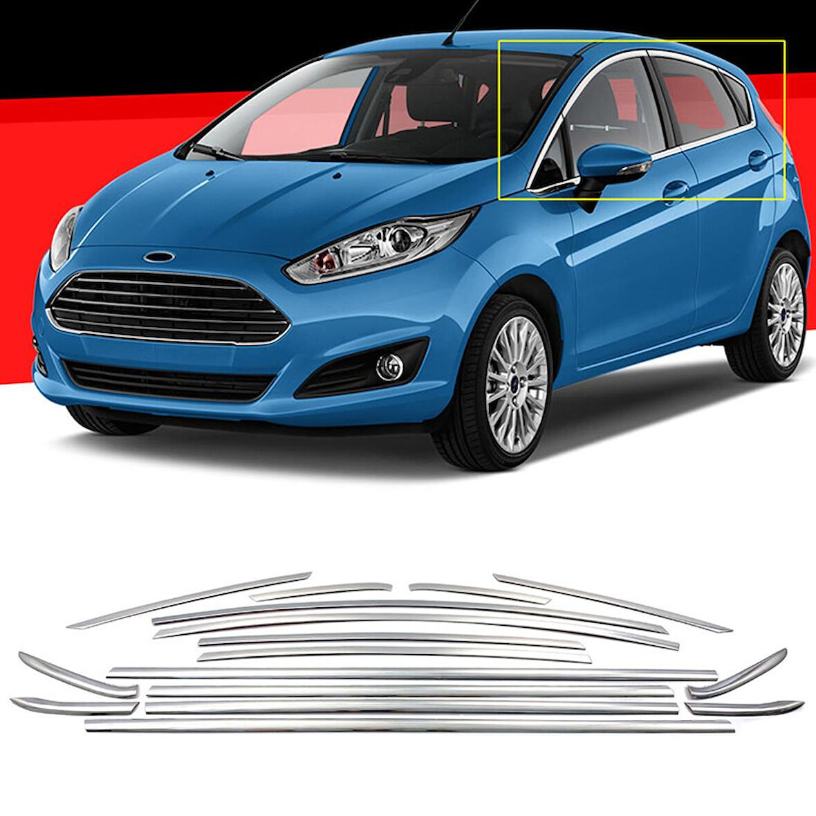 Fiesta MK7 Krom Cam Çıtası Tam Tur 16 Parça 2019+