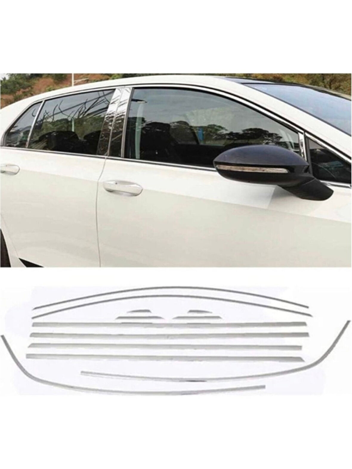 Golf MK8 Krom Cam Çıtası Tam Tur 12 Parça 2021+