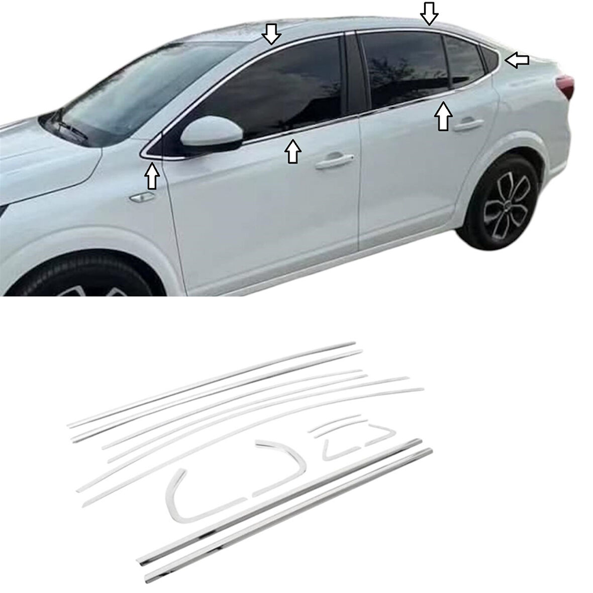 Renault Taliant Krom Cam Çıtası Tam Tur 16 Parça 2020+ Sonrası