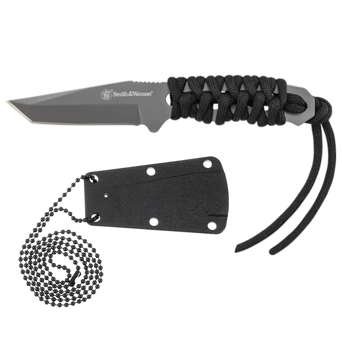 Smith Wesson® PARACORD Neck Knife Gray Plain Tanto Fixed Boyun Bıçağı SW910TAMCP