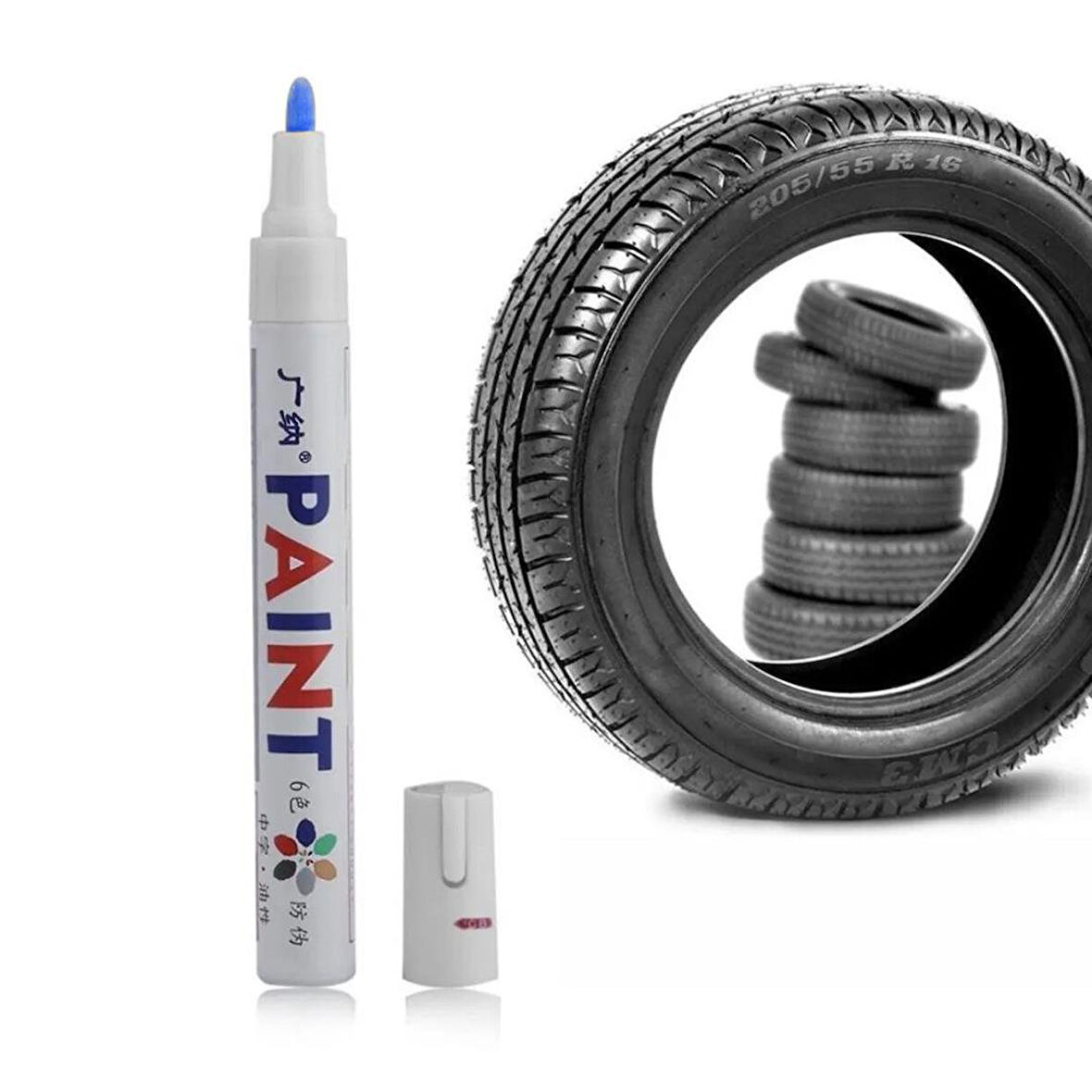 Sunup M101 Mavi Araç Oto Motosiklet Lastik Boya Yazı Kalemi 2.8 Mm Uç Kalınlığı