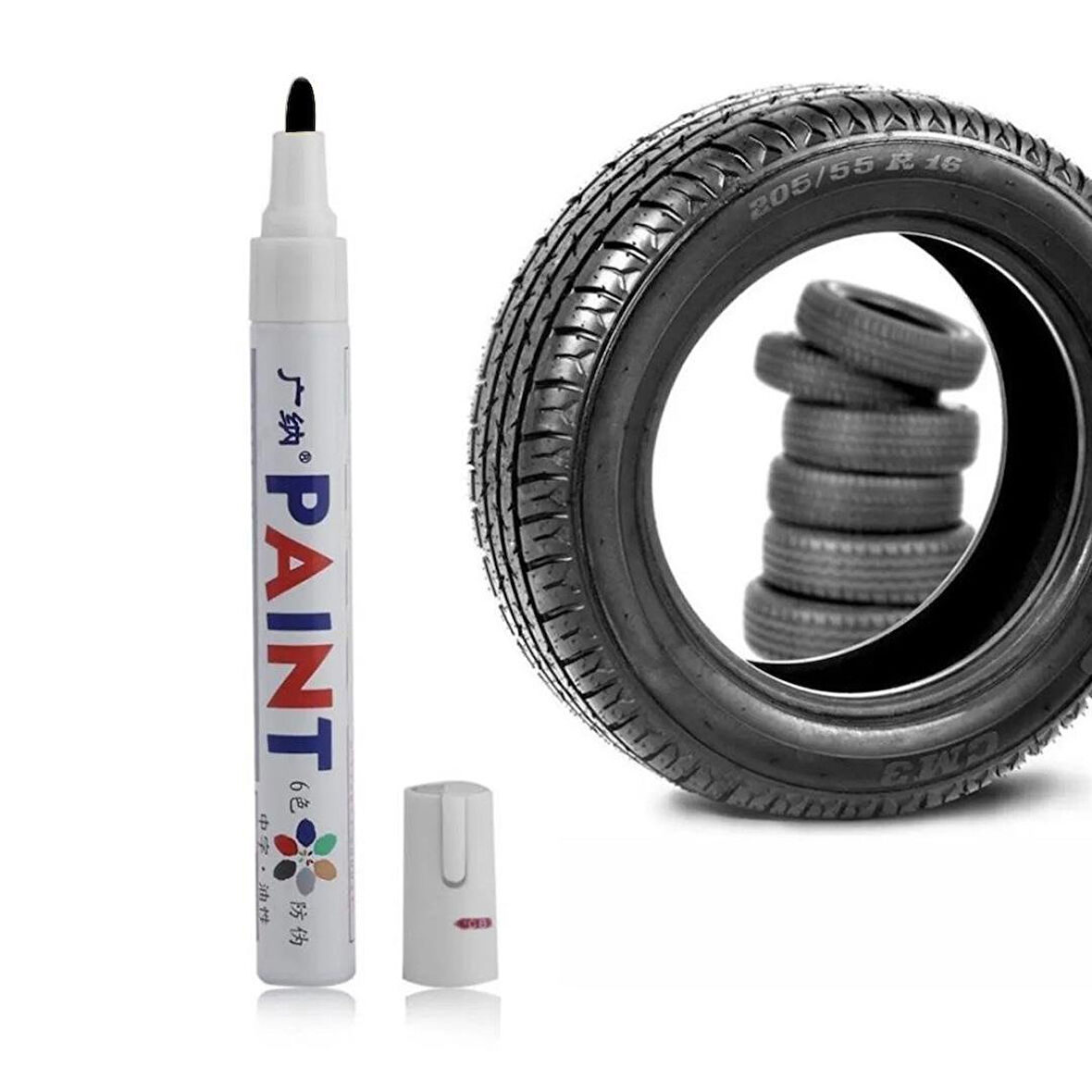 Sunup M101 Siyah Araç Oto Motosiklet Lastik Boya Yazı Kalemi 2.8 Mm Uç Kalınlığı