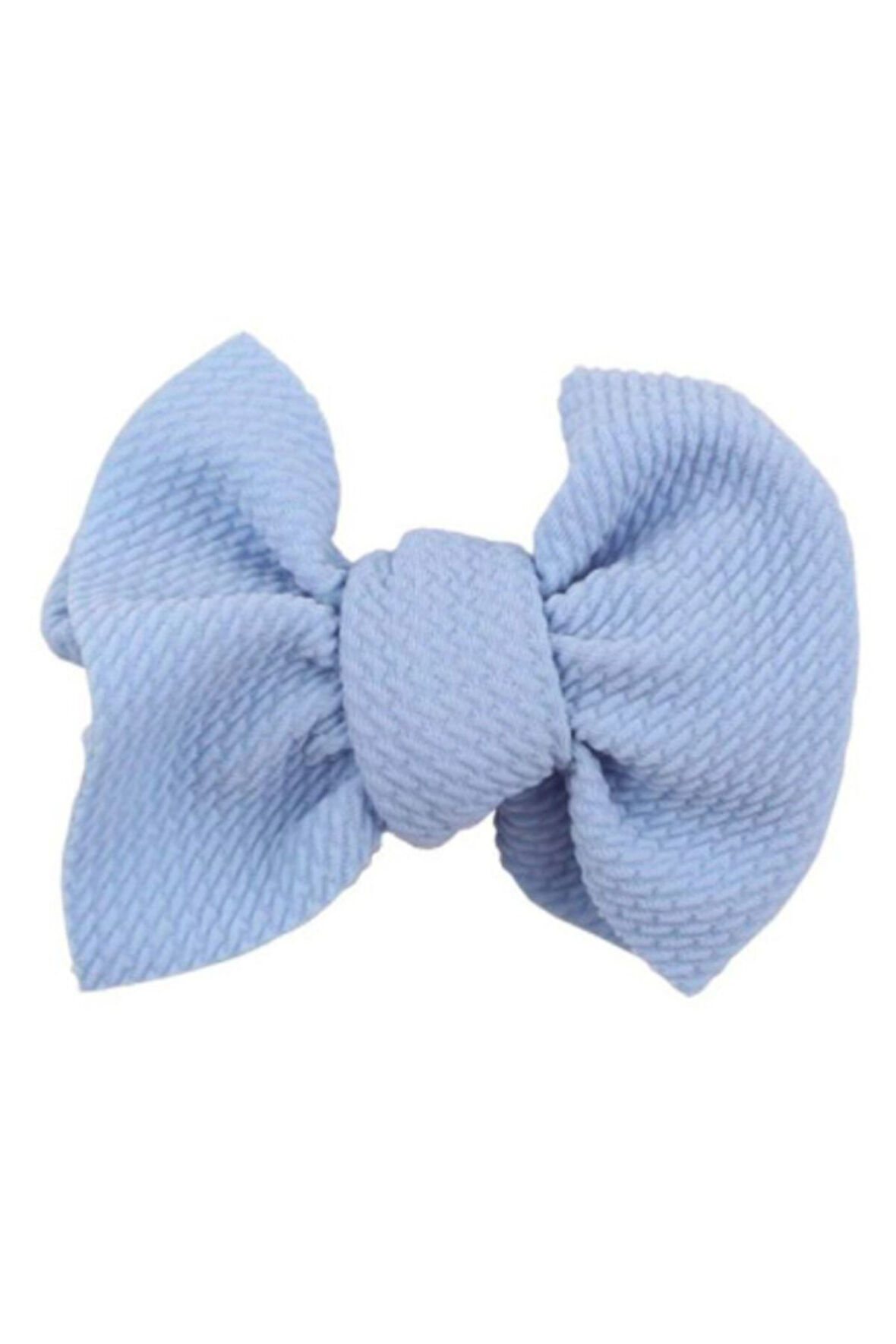 Fiyonklu Elastik Saç Klips Toka Her Yaşa Uygun - Saç Aksesuarları Mavi