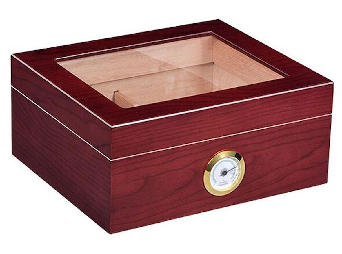 Falconetti Kırmızı Camlı Humidor Puro Kutusu rb95khv