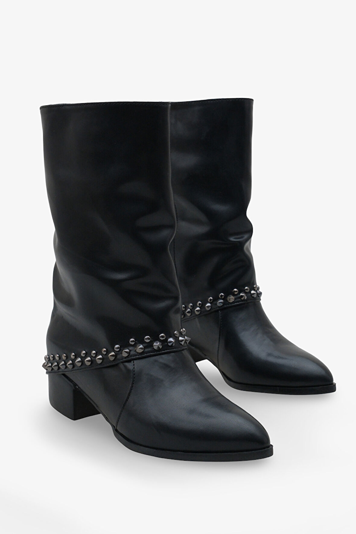 Kadın Sivri Burun Troklu Topuklu Günlük Bot Ginos Siyah