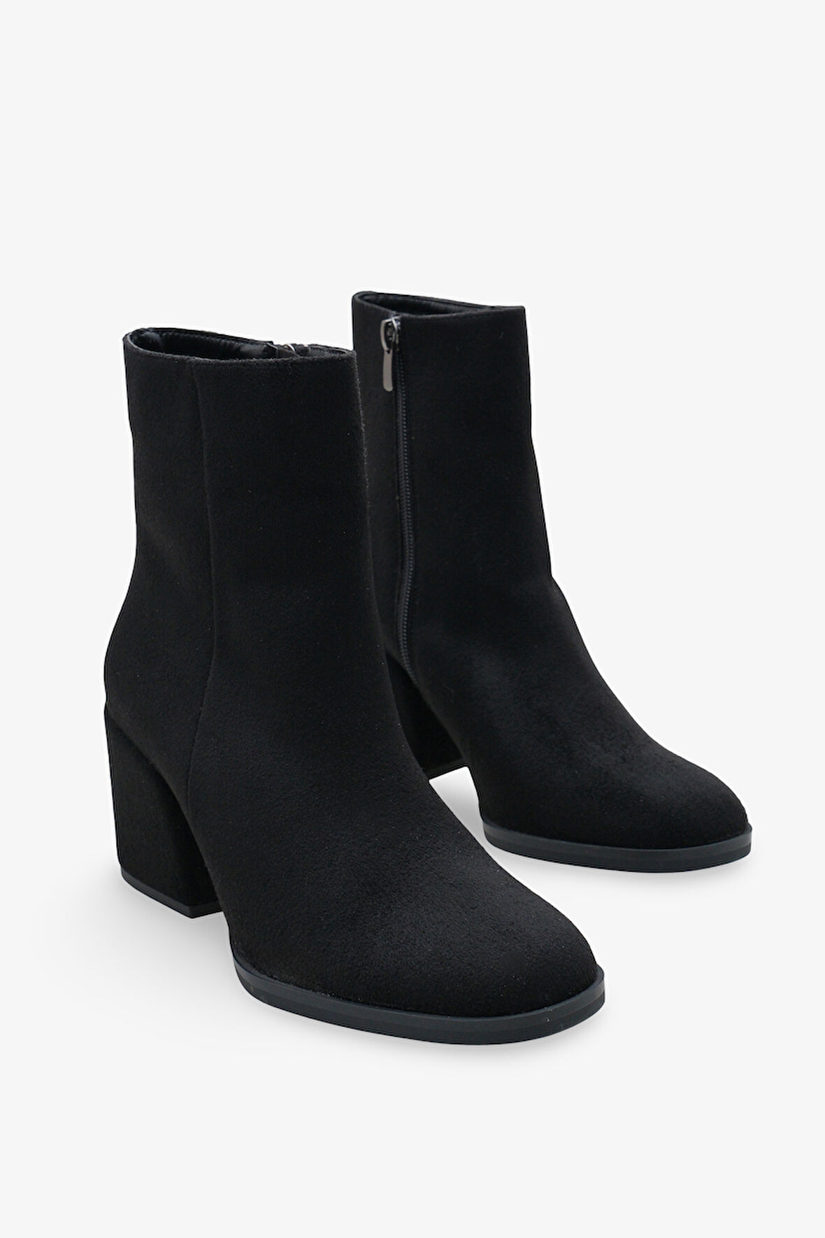 Kadın Yandan Fermuarlı Topuklu Günlük Bot Selans Siyah Süet