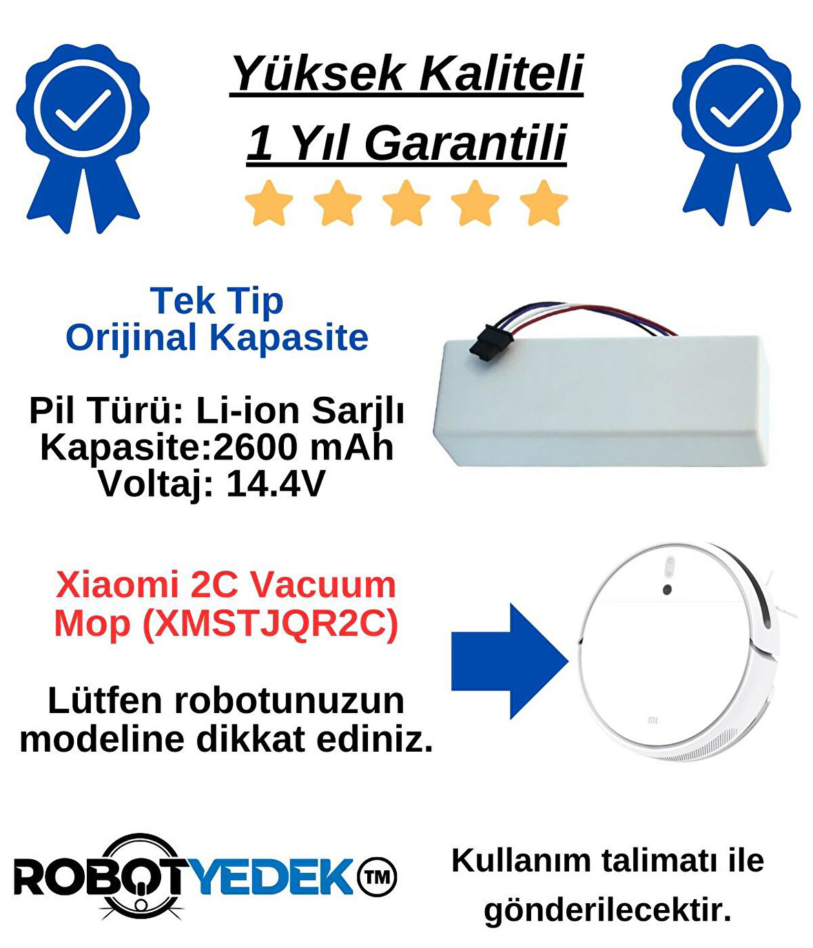 Xiaomi 2C Vacuum Mop Batarya XMSTJQR2C 