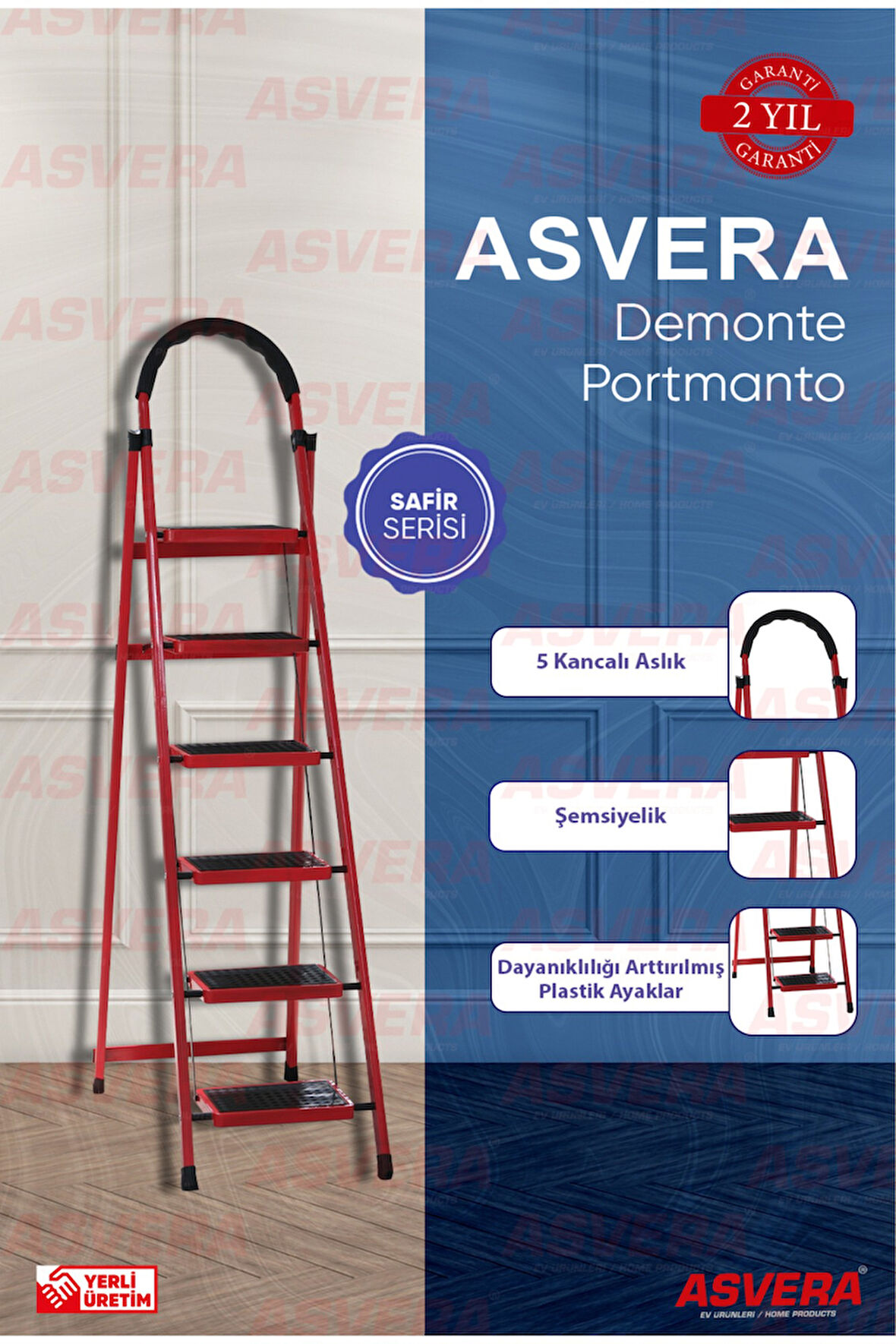 Safir Serisi – Patika 6’lı Ev Tipi Katlanır Merdiven | Bahçe, Ofis, Ev için Dayanıklı