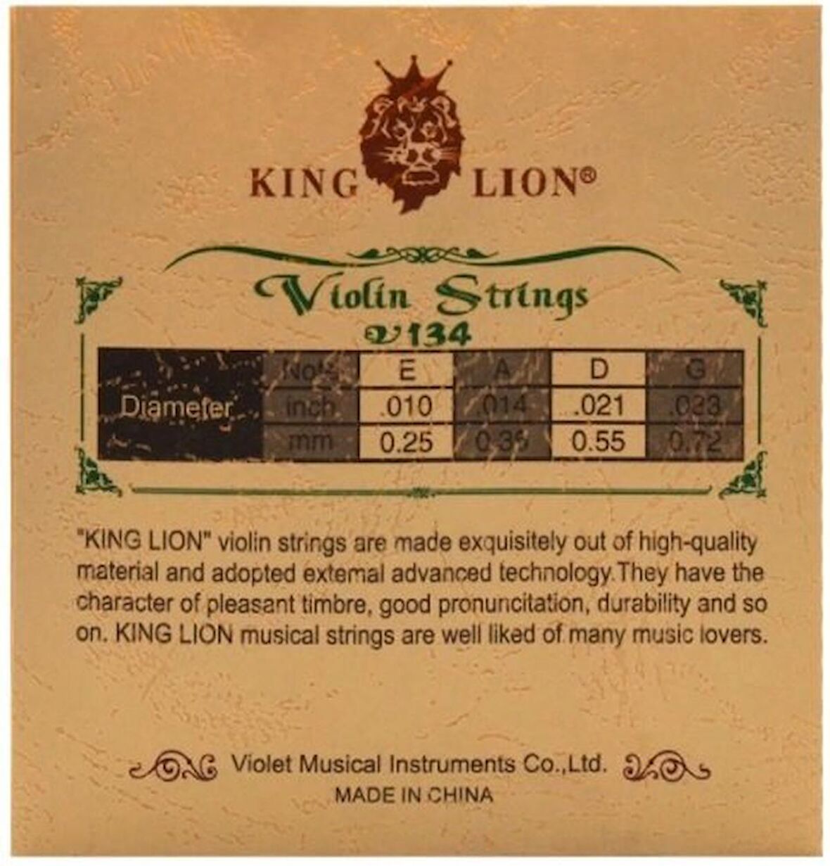 Kinglion V134 Takım Keman Teli 0.25-0.72 Nikel Alaşımlı Çelik Çek