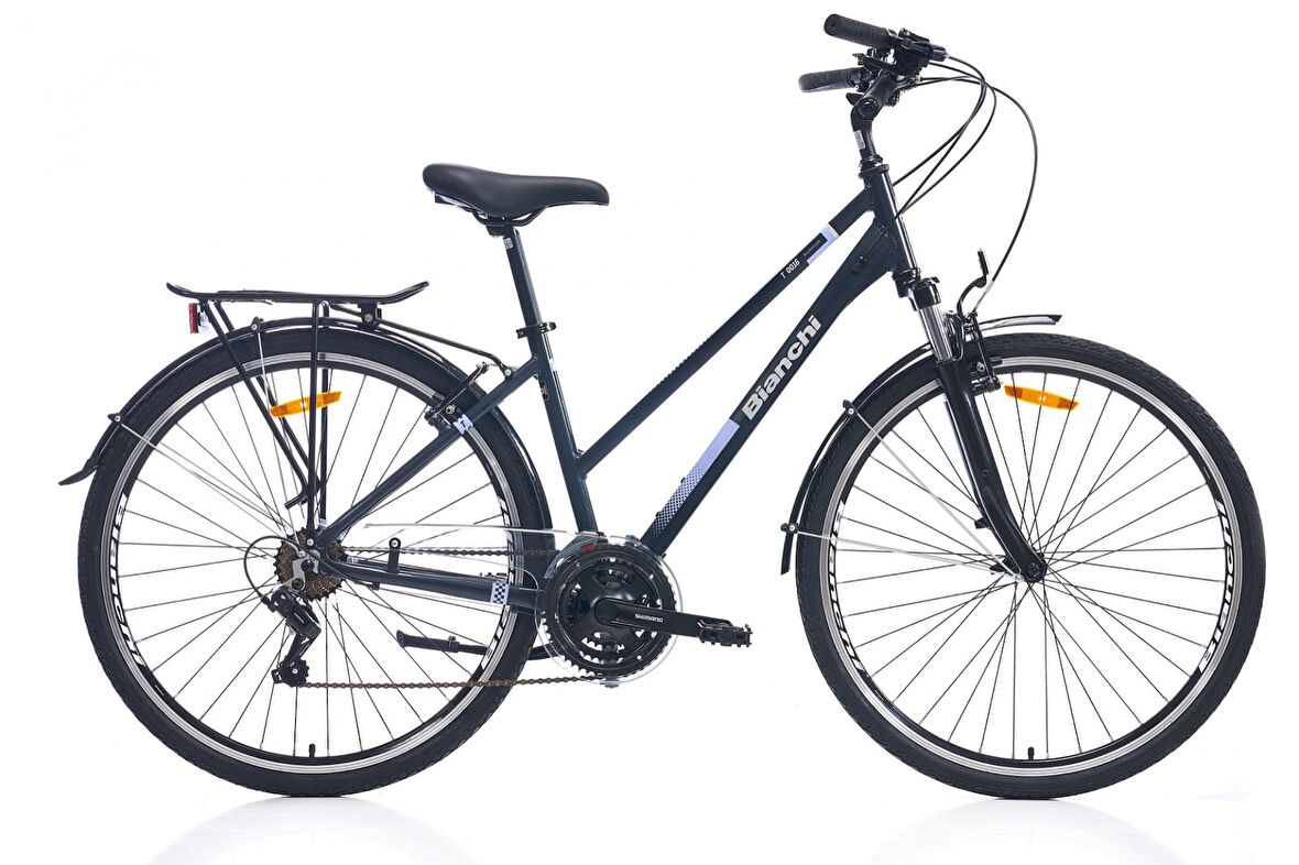 Bianchi T0016-L 28 Jant V Fren Trekking Bisiklet (Koyu Gri-Celeste)