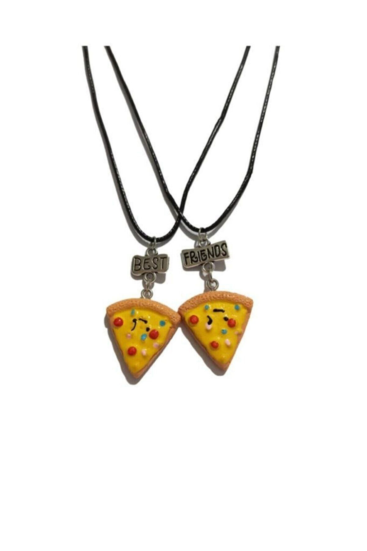 Pizza Dilimi Best Friends Bf 2li Deri Ipli Kolye 2
