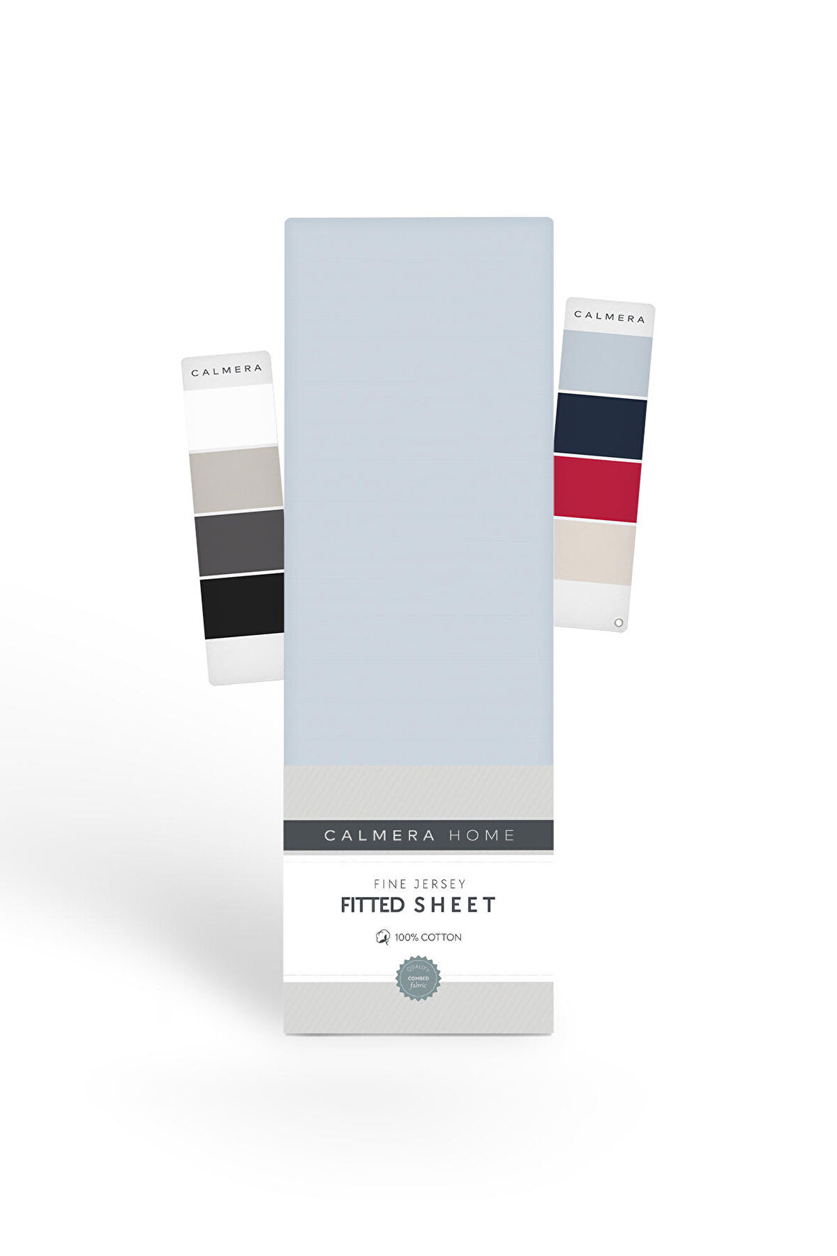 Calmera Home Çift Kişilik %100 Pamuk Penye Lastikli Çarşaf - Battal King Size - 180 x 200 cm Açık Mavi